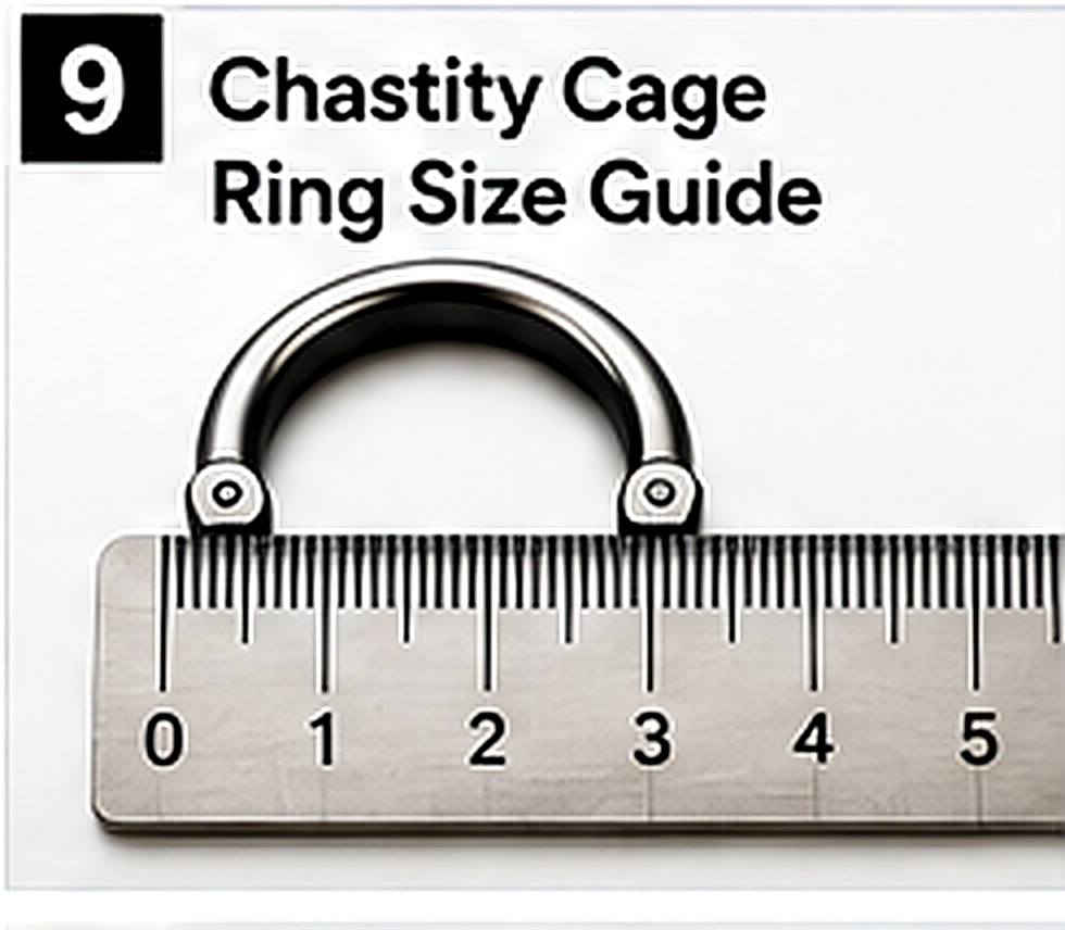 Round, oval, curved and hinged chastity cage base rings with measuring tape
