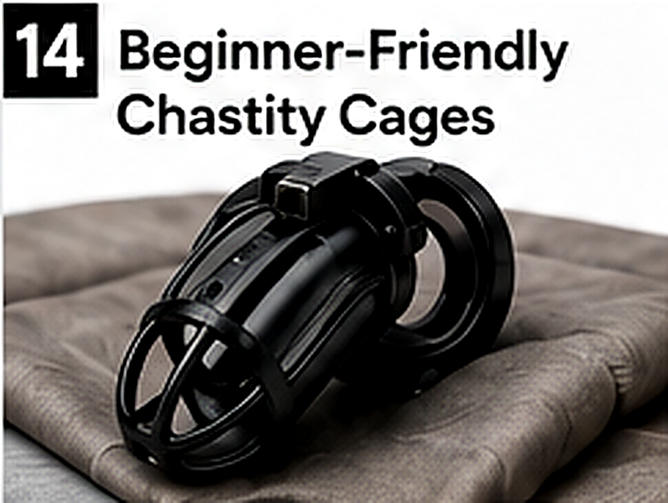 Beginner-friendly chastity cage features and several fitting rings