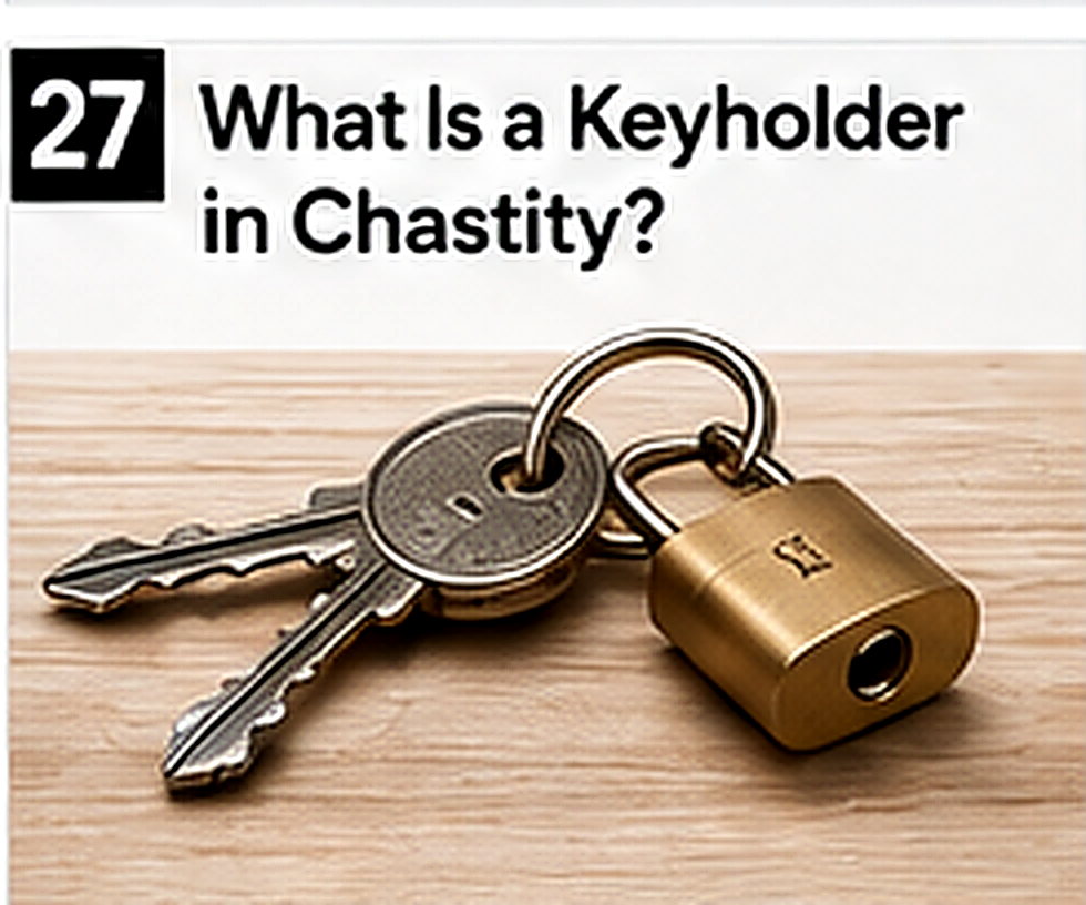 Key and agreement card illustrating a chastity keyholder’s responsibilities