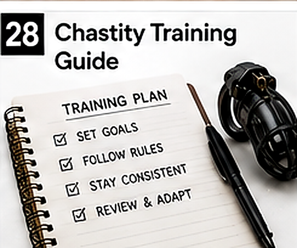 Gradual chastity training log with sessions, rest and review