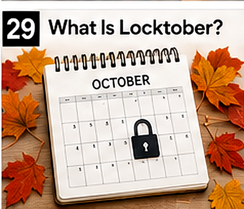 October calendar and open padlock explaining the Locktober challenge